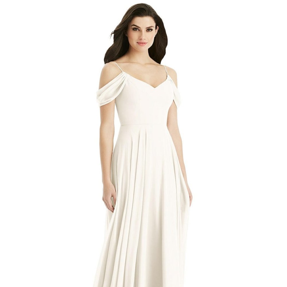 Dessy 4525 Open Cowl-Back Bridesmaid or Wedding Dress - IVORY 4Tall
